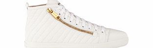 Miu Miu White leather zip-up hi-top sneakers
