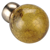 & Match Cracked Glass Ball Finial Amber/burnished Brass Effect Pack 2