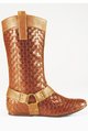 MIX rattan pull on woven detail calf boot