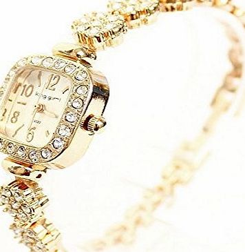 Mixe Bling Jewelry Watch Luxury Brand Full Flower Diamond Square Women Ladies Girls Rose Gold Alloy Link Bangle Bracelet Party Dress Watches   Gift Black Cloth Bag