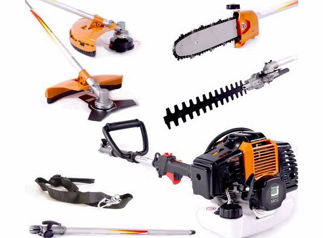 MJ Tools 52cc Petrol 5in1 Hedge Trimmer, Chainsaw, Strimmer, Brush Cutter, Extension Pole