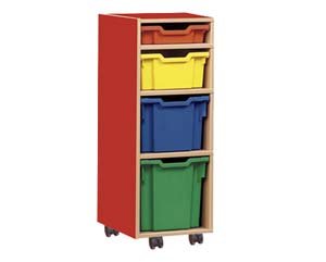 Mobile 4 variety tray coloured storage unit