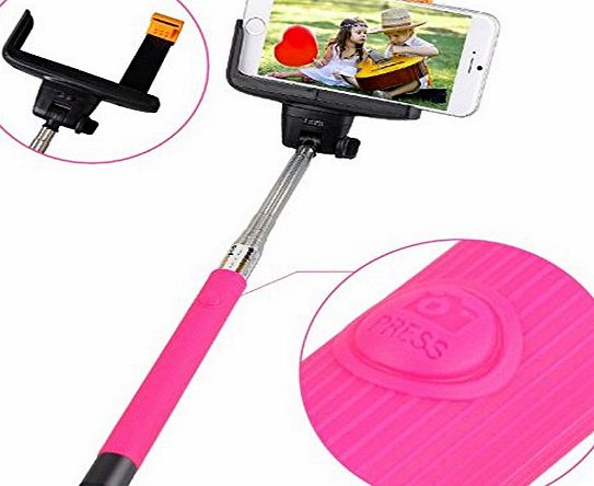 MobileIT Bluetooth PINK Z07-5 Handheld Monopod Selfie Stick With Adjustable Phone Adapter Holder Frame Latest