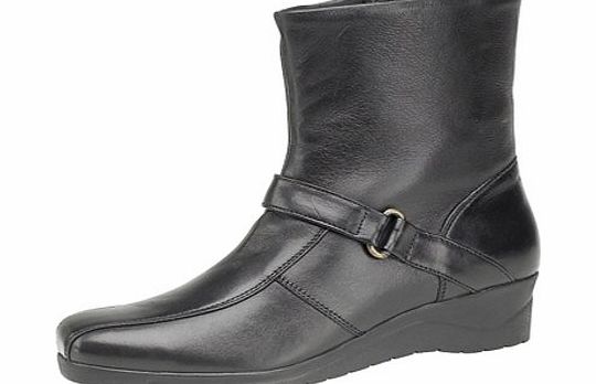 Mod Comfys Ladies Inside Zip Ankle Boots Softie Real Leather Wedge Heel BLACK size 5 UK