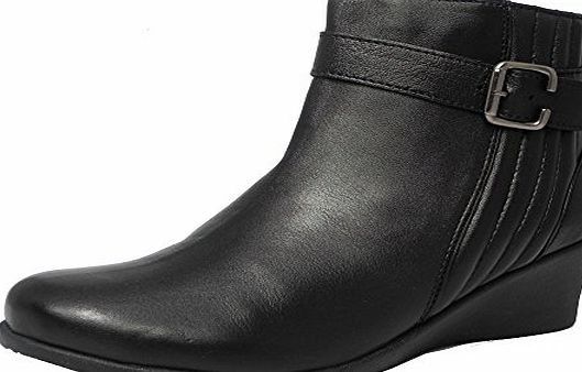 Mod Comfys Womens Ladies Mod Comfys Leather Comfort Wedge Heel Ankle Boots Black Size 7