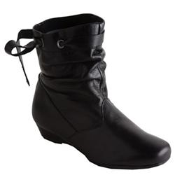 Moda In Pelle Female Bedrock Black Leather Leather Upper Fabric Lining Fabric Lining Ankle in Black