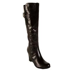 Moda In Pelle Female Bond Black Leather Leather Upper Fabric Lining Fabric Lining in Black