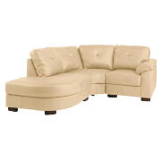 Modena left hand facing leather corner sofa, cream