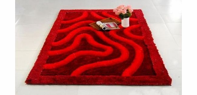 Modern Style Rugs Red Soft Touch Modern Rug Handcarved 3D Effect Luxury Pile Rug 140cm x 200cm