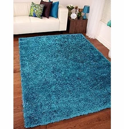 Modern Style Rugs TEAL BLUE LUXURIOUS THICK SHAGGY RUGS 7 SIZES AVAILABLE 120cm x 170cm (4ft x 5ft 7)