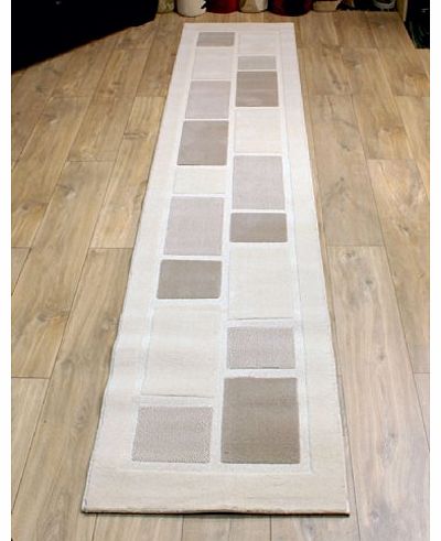 Modern Style Rugs Visiona 4304 Cream Extra Long Hallway Carpet Square Pattern Runner Rug 60cm x 320cm