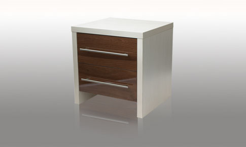 modular Bedroom walnut Gloss 2 Drawer Bedside Chest (larch carcase)