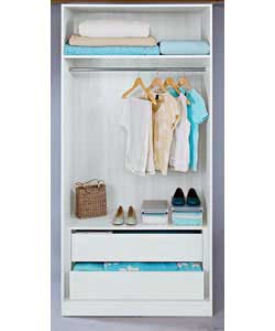 modular Double Wardrobe with Interior Chest - White
