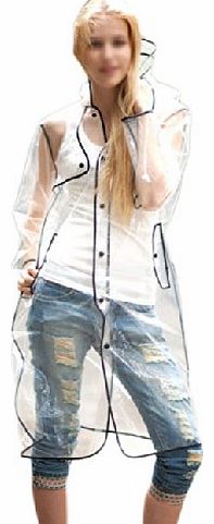 Mofun Brand New Transparent Runway Style PVC Rain Coat Women Men Girl Boy Raincoat (Long style)