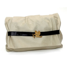 Bone Washed Leather Peace Clutch Bag -