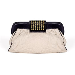Mogil Washed Cream Leather Oversized Clutch Bag