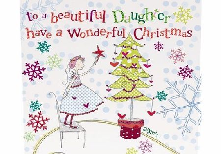 MOLLY MAE  SWIRLY WHIRLY SNOWFLAKES RANGE `` To A Beautiful Daughter Have A wonderful Christmas `` Hand Finished Christmas Card - SW05
