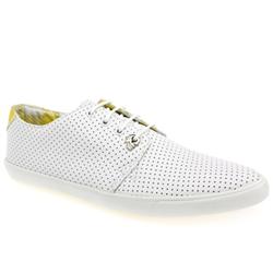 Male Perforated Gibson Lace Leather Upper Fashion Trainers in White