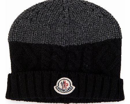 MONCLER Contrast Ribbed Beanie Black