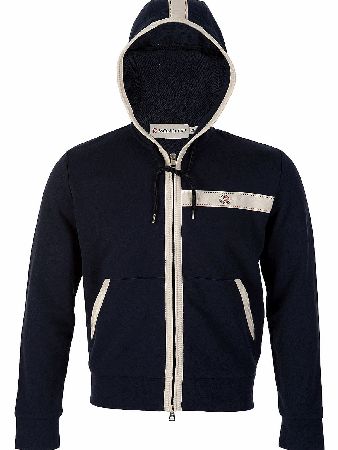 MONCLER Sports Contrast Trim Hooded Top Navy