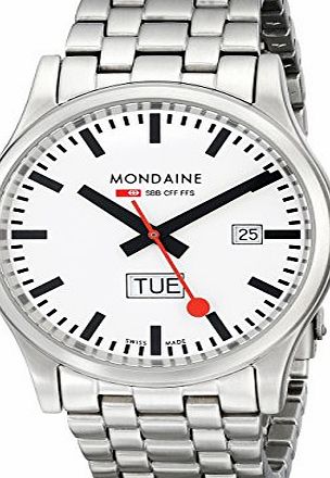 Mondaine Sport Line 2 Mens Watch A667.30308.16SBM with White Round Dial and a Stainless Steel Bracelet