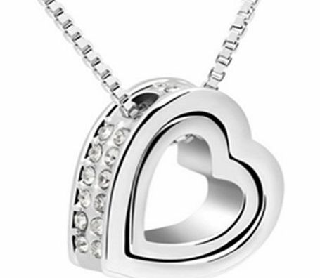 Christmas Gifts Swarovski Elements Crystal Always In My Heart Pendant Necklace for Women White Gold Plated Fashion Jewellery (white)