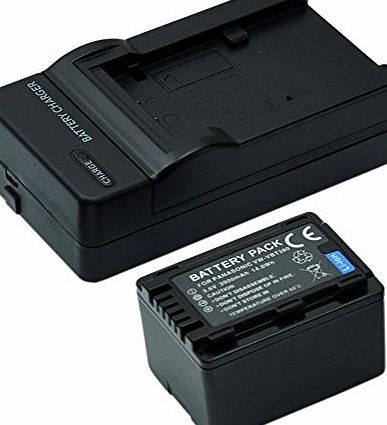 mondpalast  @ 1x Replacement Batteries VW-VBT380 VBT380 3900mAh 3.6V   Charger for Panasonic Camcorder HC-V110, HC-V130, HC-V160, HC-V180, HC-V201, HC-V210, HC-V250, HC-V260, HC-V270, HC-V380, HC-V510,