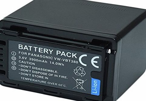 mondpalast  @ 1x Replacement Battery VW-VBT380 VBT380 3900mAh 3.6V for Panasonic Camcorder HC-V110, HC-V130, HC-V160, HC-V180, HC-V201, HC-V210, HC-V250, HC-V260, HC-V270, HC-V380, HC-V510, HC-V520, HC