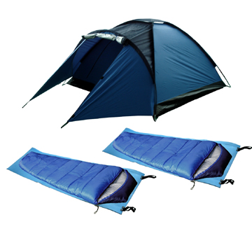 3 MAN Tent Set + sleeping bags and EVA Mats