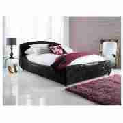 Double Upholstered Bed, Black Chenille &