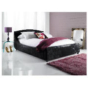 King Upholstered Bed, Black Chenille &