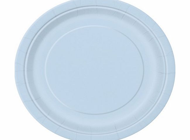 Monster Parties 16 Round Paper Plates 9`` inch Birthday Wedding Party Tableware Decorations (Baby Blue)