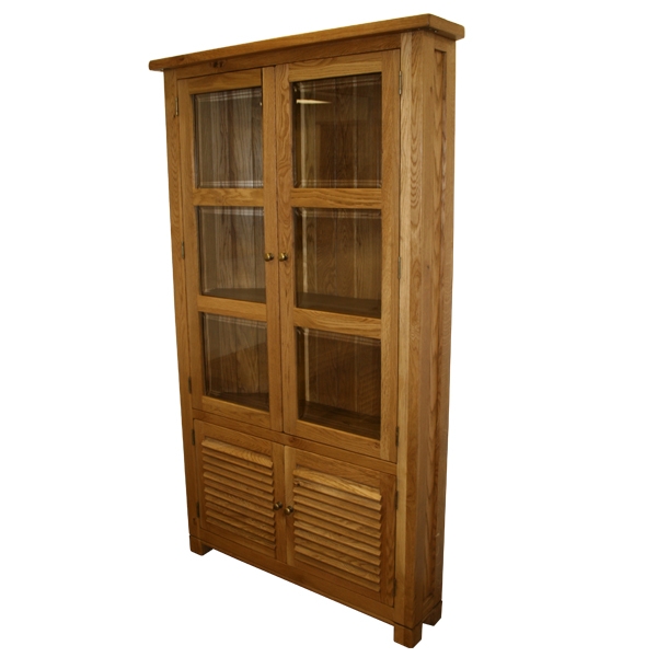 Solid Oak Corner Bookcase With 2 Wooden