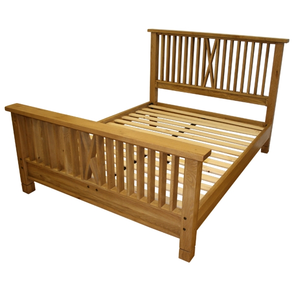 montreal Solid Oak King Size Bed Cross Style