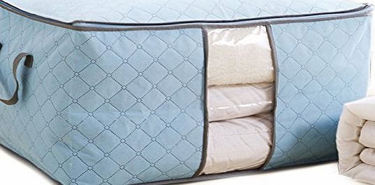 Moolecole Home Quilt Pillow Blanket Clothing Storage Zipper Bag Case Container Box (Blue)