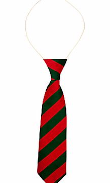 Moorfield School Unisex Elastic Tie, Red/Green