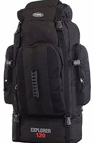 Extra Large 120 Litres Travel Hiking Camping Holiday Rucksack Backpack Holiday Luggage Bag (BLACK)
