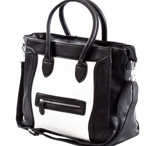 More4bagz Ladies Womens Designer Look Boutique Quilted Shoulder Handbag with Bag Charm Black, White, Navy, Brown (Black NY)