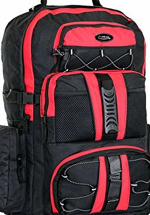 More4bagz Large 65 Litre Travel Hiking Camping Rucksack Backpack Holiday Luggage Bag (Black/Red)