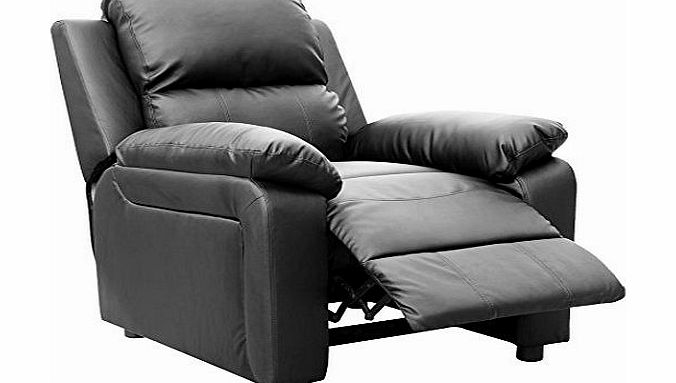 ULTIMO LEATHER RECLINER ARMCHAIR SOFA CHAIR RECLINING HOME LOUNGE (Black)