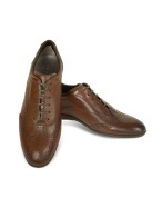 Burnished Tan Leather Wingtip Sneaker Shoes