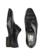 Zug - Black Perforated Leather Cap Toe Derby Shoes