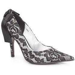 Female An Fig Lace Fabric Upper Evening in Black and Silver