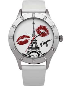 Womens Paris White Strap Watch