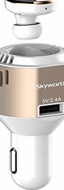 Morjava S30 3-in-1 Car Kit - Bluetooth 4.1 Car Headset Auto Car Air Purifier Quick Charge Car Charger with 5V 2.4A USB Outlet for all Smart Phones Tablets etc-Gold)