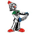 Hand Painted Silver Clown with Accordion