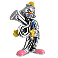 Hand Painted Silver Clown with Trombone