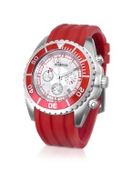 Morpier Firenze Ocean - Red Stainless Steel and Rubber Dive Chrono Watch