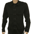 Black Long Sleeve Cotton Shirt With Moschino Logo Trim