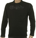 Black Long Sleeve Cotton T-Shirt With Purple Logo